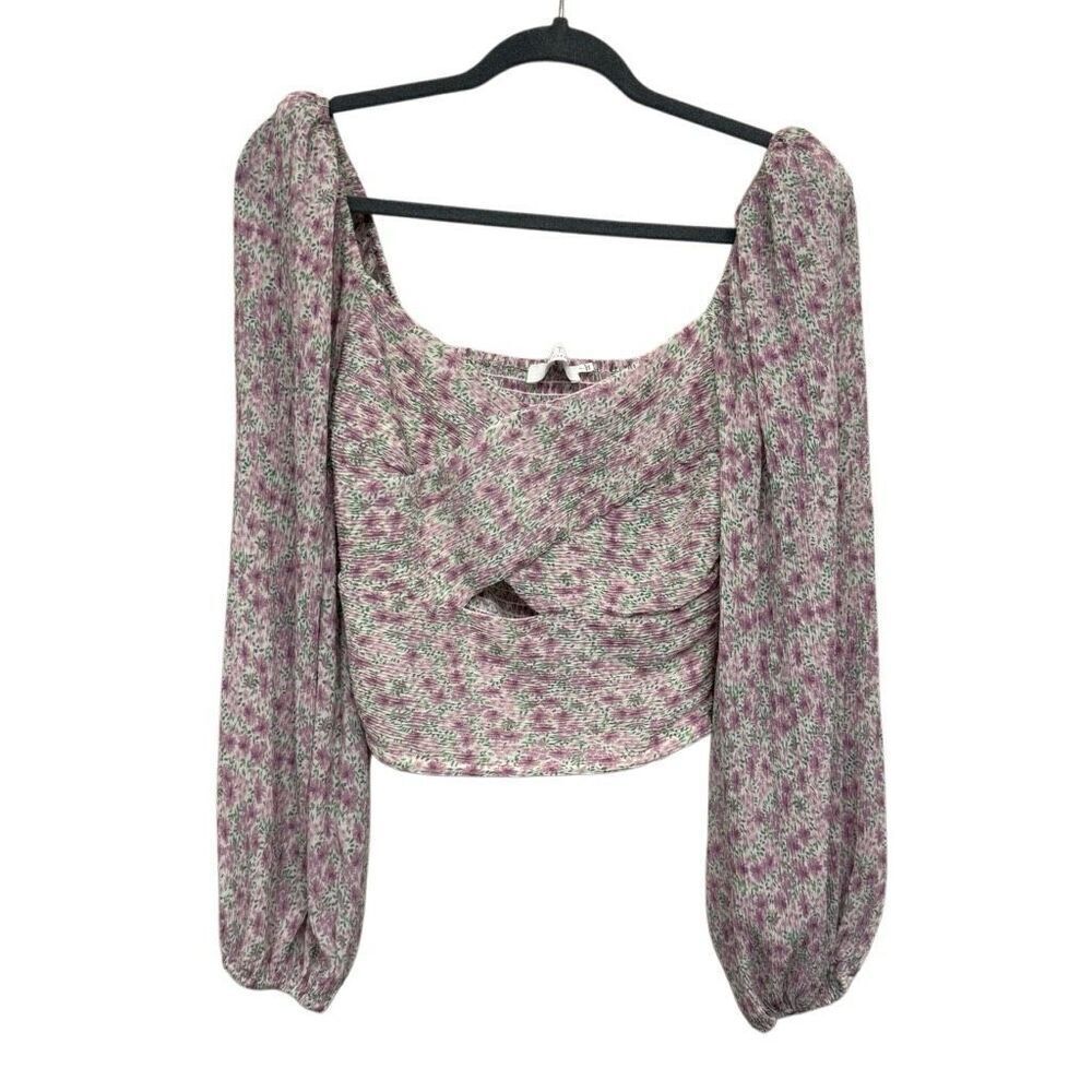 ASTR floral long sleeve cropped blouse size small